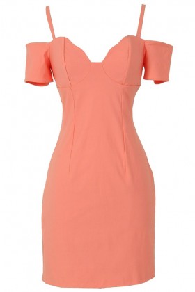 Cold Shoulder Bodycon Bustier Dress in Peach